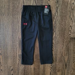 NWT Under Armour 3T Toddler Boys  Fleece Lined Athletic BRAWLER Pants Black/Red